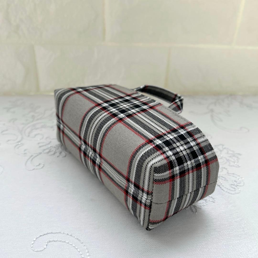 ミニ布バスケット メガネ置き メガネ入れ 小物入れ ✰ チェック/くすみパープル