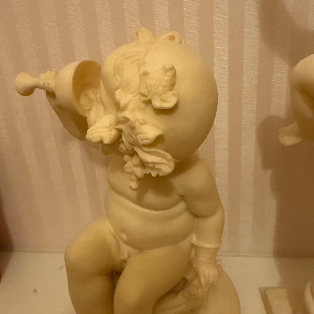 大理石彫刻　エンジェル　ぶどう　ワイン　アンティーク