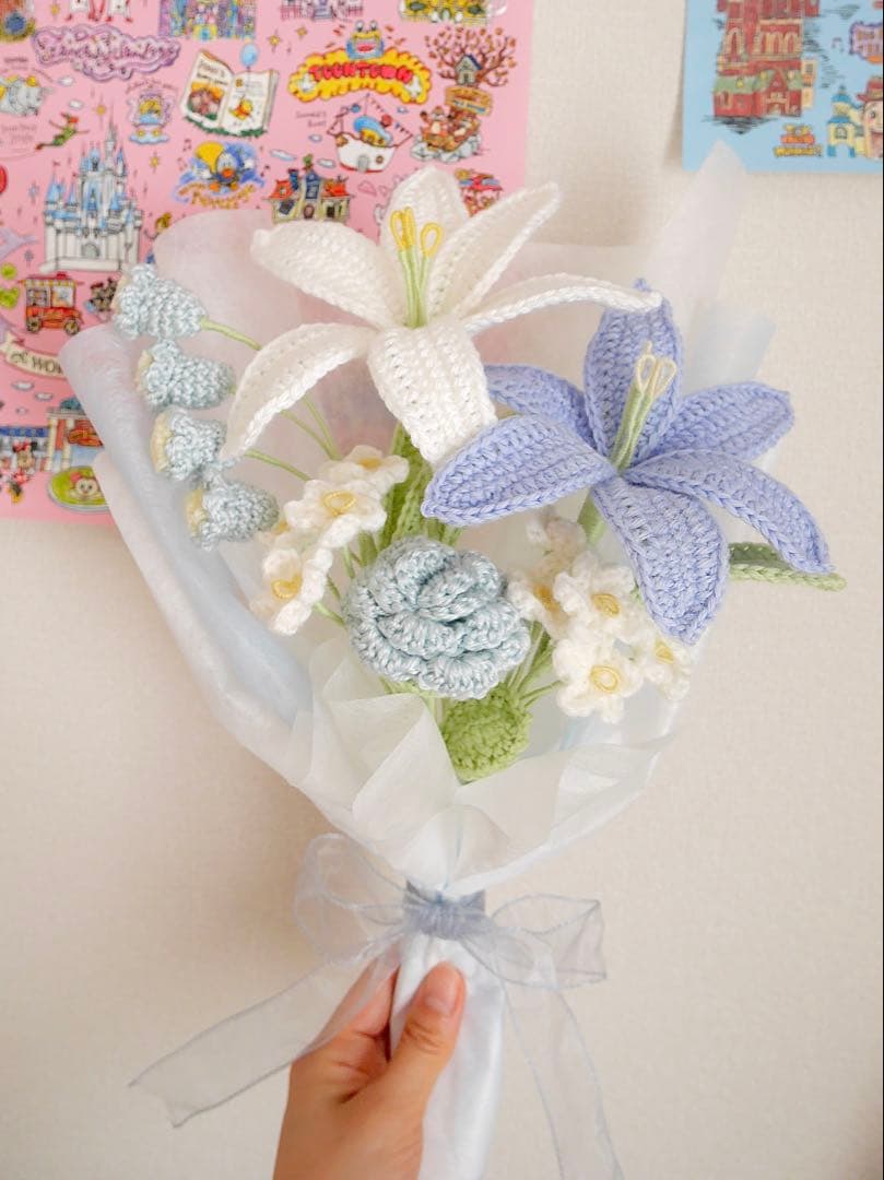 枯れない花束 あみぐるみ プレゼント 誕生日 かぎ編み 毛糸の花