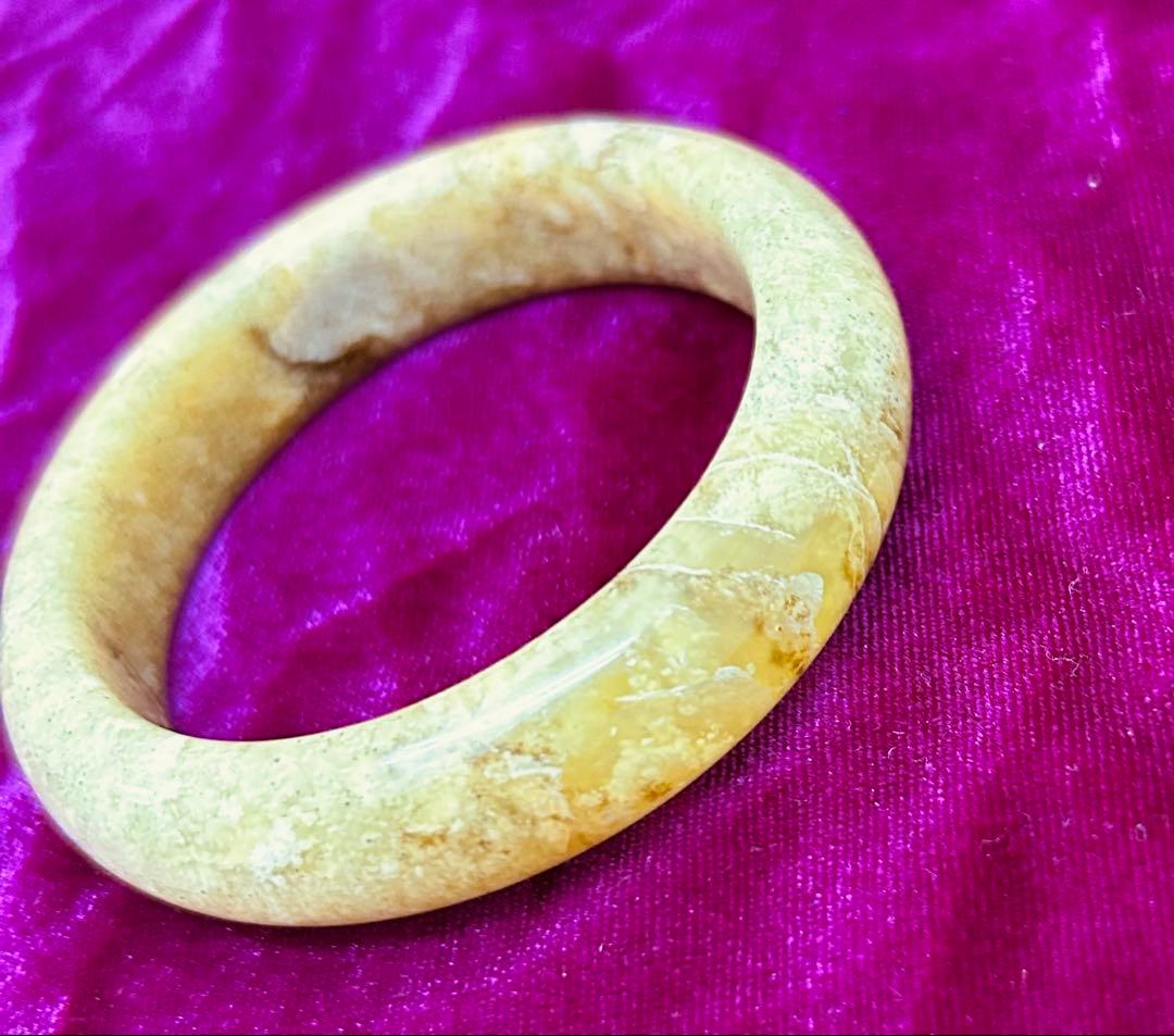 美品　天然石 翡翠 玉 贵妃バングル ysz113