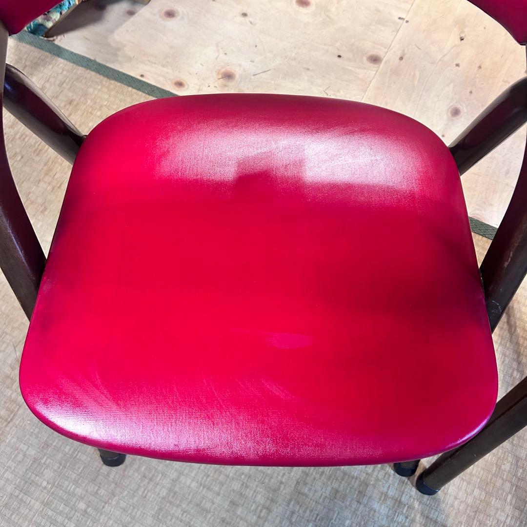 辻木工　曲木チェア 2脚セット 赤 レッド 木製 ダイニングチェア