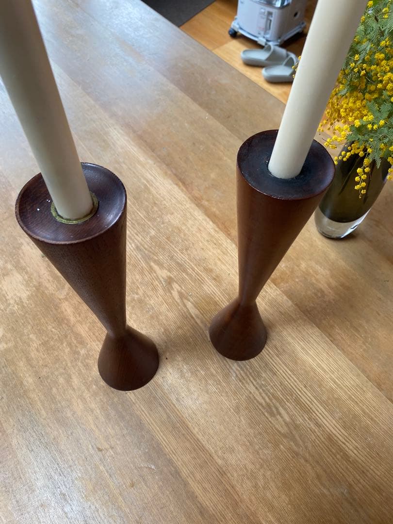 チーク　キャンドルホルダーセット　ヴィンテージ　デンマーク　ミッドセンチュリー