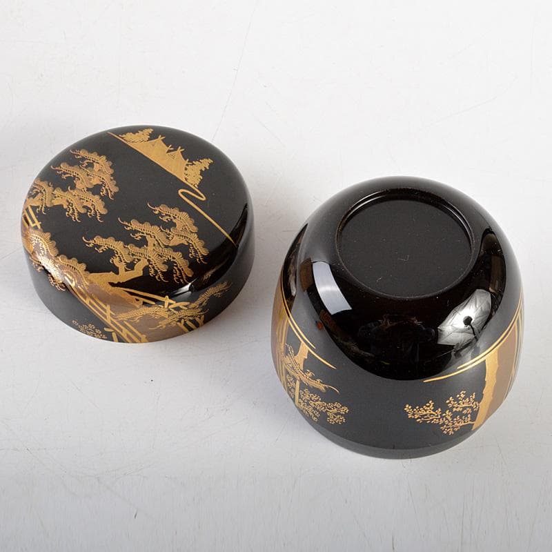 茶道具　漆匠　遠山哲山作　住吉蒔絵　利休大棗　共箱　Ｖ　6274