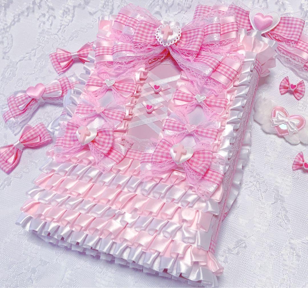 A5 マカロンバインダーデコ レースデコ 平成女児 量産型 ピンク リボン