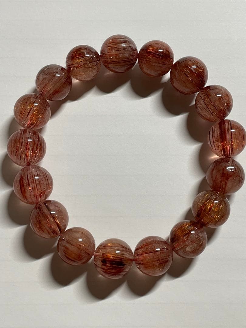 レッドルチルクォーツ　12mm 天然石　ブレスレット