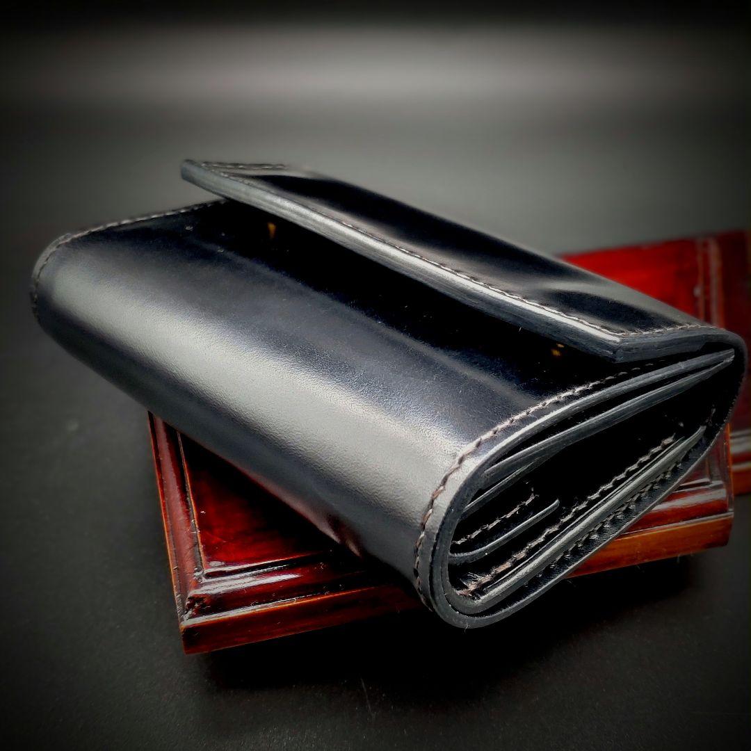 本革 コンパクト 財布 黒 ブラック メンズ レディース 牛革 レザー ゲンコウ
