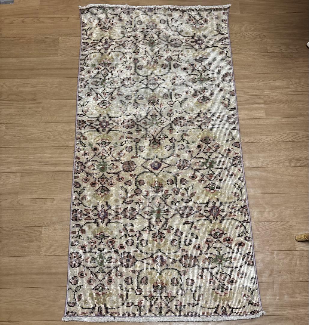 【最終価格】ヴィンテージラグ　トルコ　フローラル　キャメルベージュ