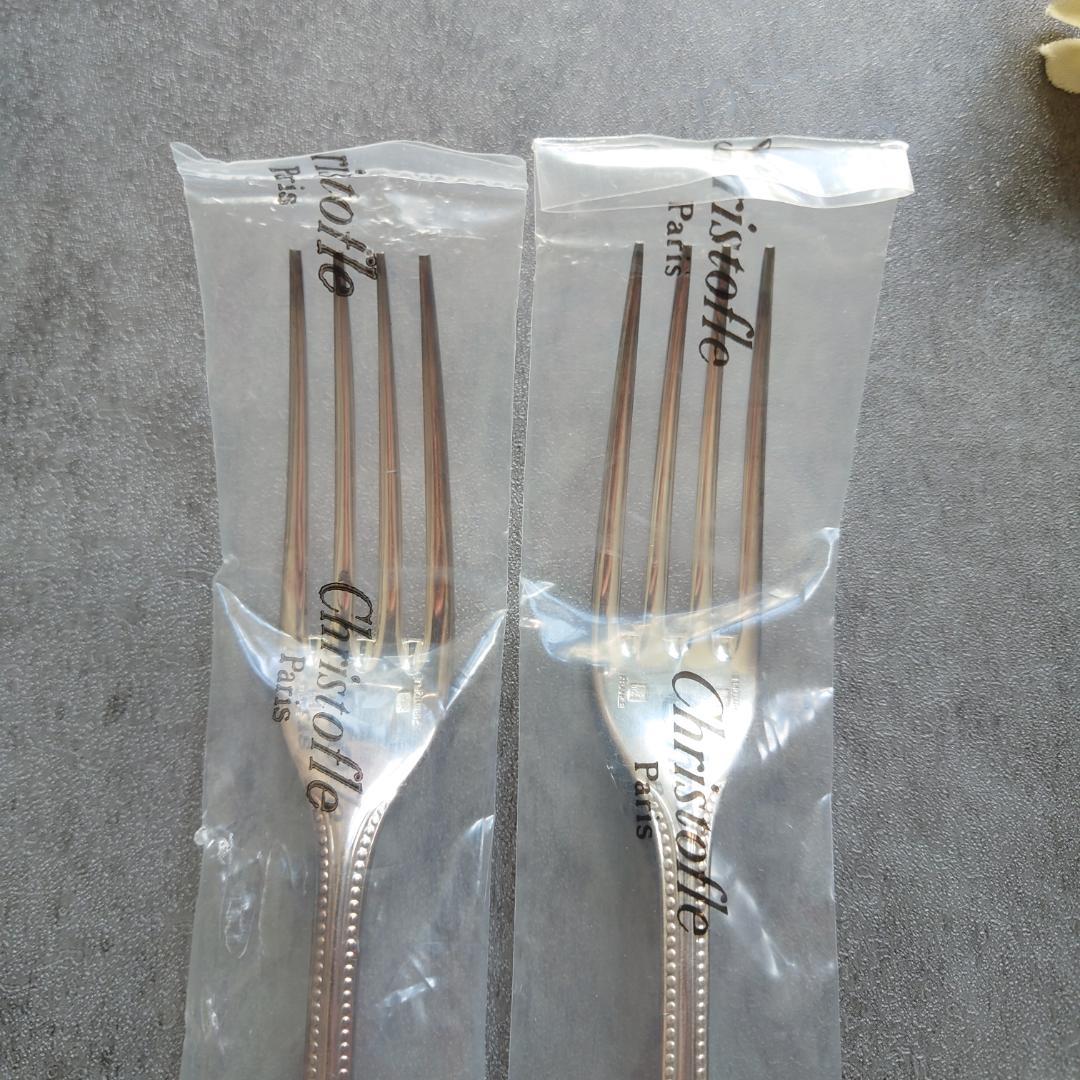 希少 クリストフル パール 未開封 デザートフォーク 2点