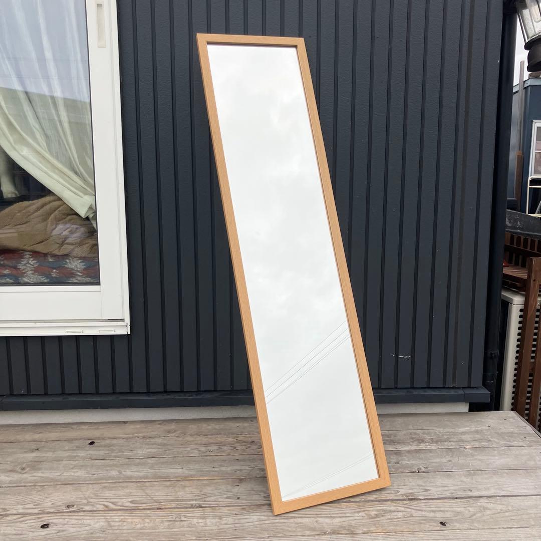 北欧レトロ 木製フレーム スタンドミラー 壁掛けミラー 姿見 等身鏡 ビンテージ