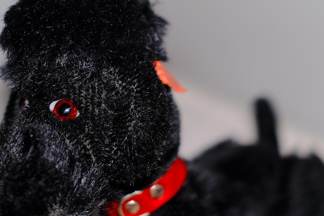 SAFオーストリア製ハンドメイドヴィンテージぬいぐるみ黒犬NERO送料込匿名配送