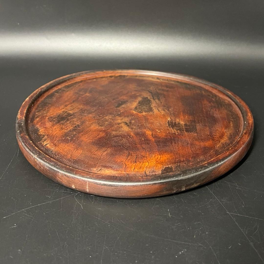 江戸後期〜明治初期 欅製 くり抜き丸盆 拭き漆 酒盆 茶盆 民藝 数寄者向け