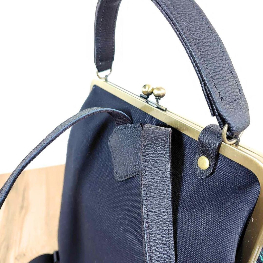 【週末SALE】ミナペルホネン/2025rosyロージィーネイビー/がま口リュッ