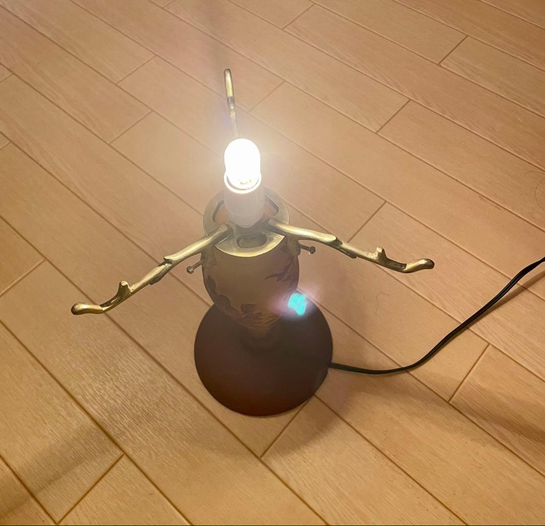 エミール・ガレ　アールヌーヴォー調 花文様 ガラス テーブルランプ 照明