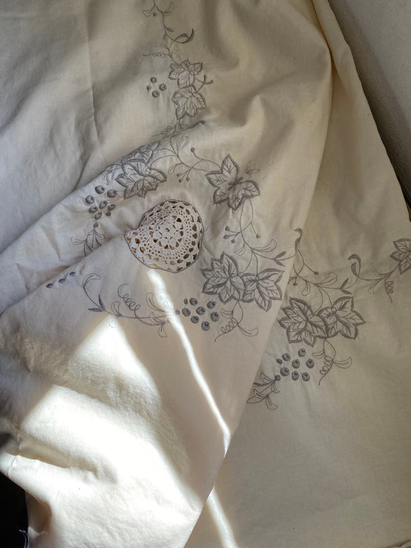 レース編み美しい ビンテージ 　テーブルクロス １８０cm×１３５cm