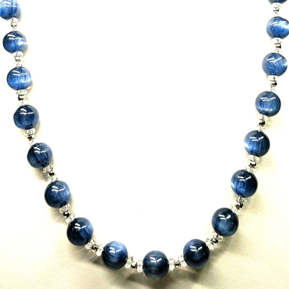 【新品】ホワイト金ミラーカットパーツ39個使用　 大粒10mmカイヤナイト SV