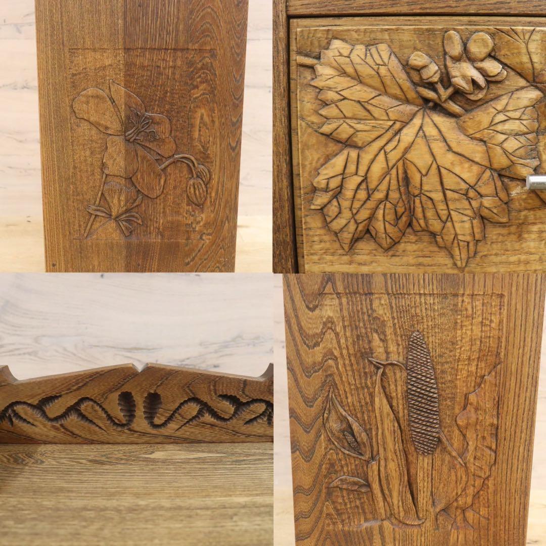 GMFK778○アンティーク調 レトロ 電話台 FAX台 花台 飾り台 彫刻 ク