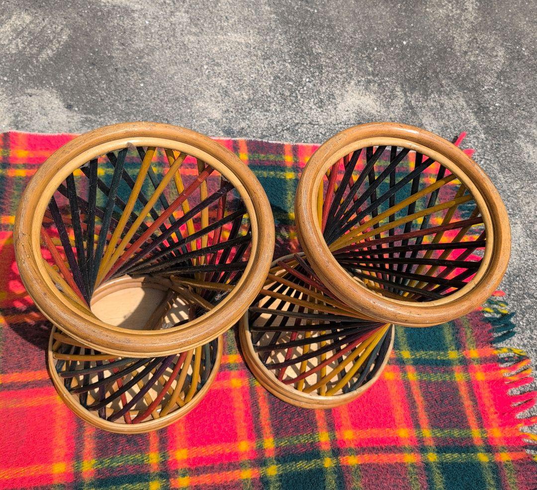 ラタン製 ツイストスツール 2脚セット