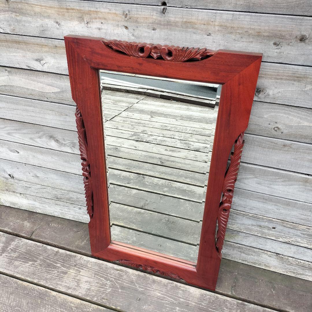 M♦大塚家具　花梨　壁掛けミラー