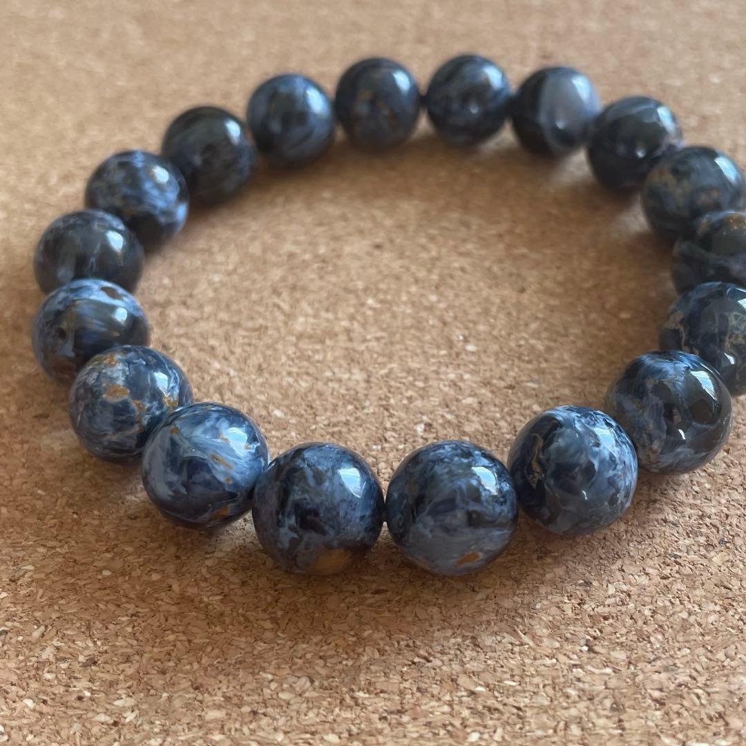 【高品質・希少】ブルーピーターサイト ブレスレット 約11㎜ 約17㎝ 天然石