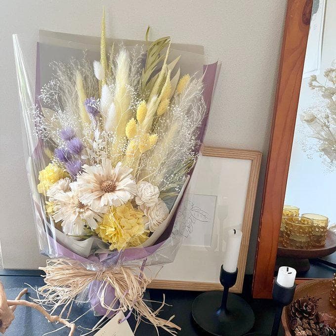 きらめく木洩れ日のレモンイエロースワッグ （ブーケ）・ Lふっくらタイプ