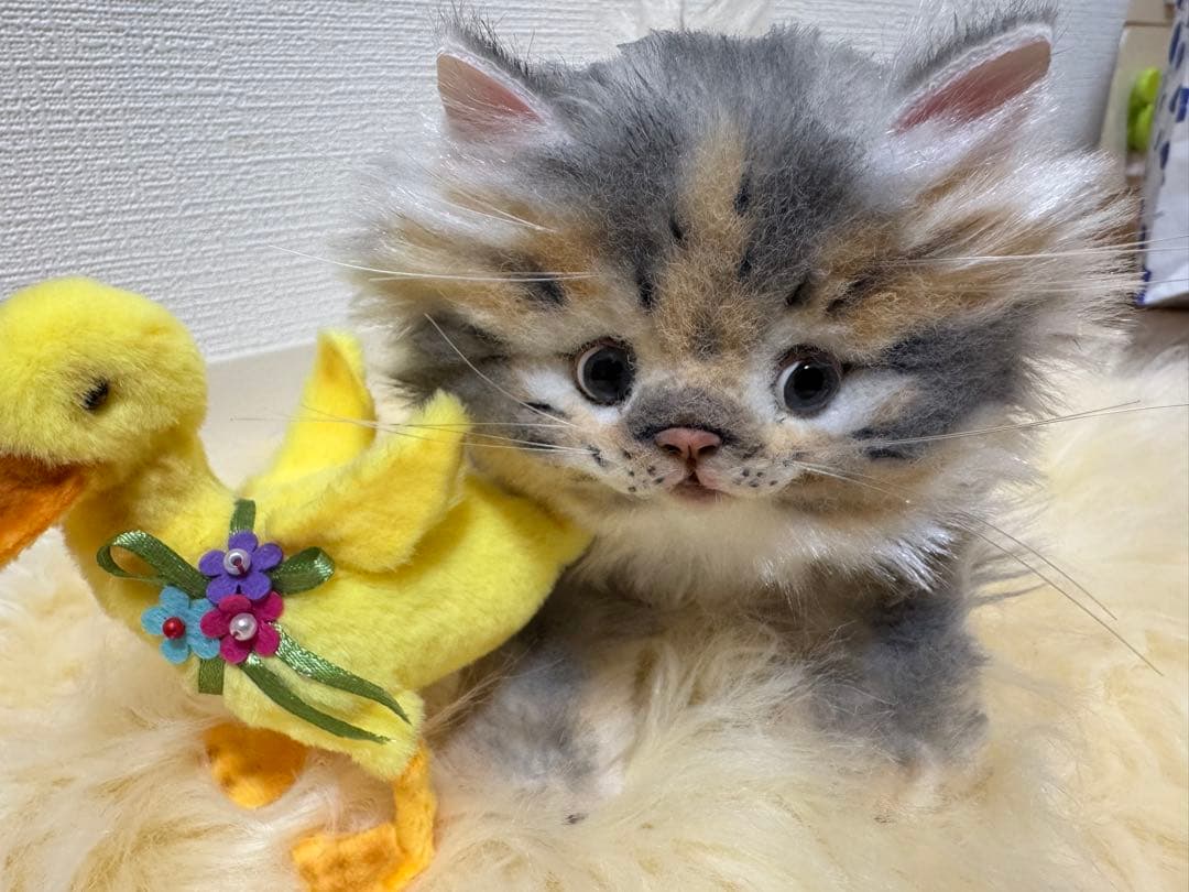 海外作家様作　アートドール　猫とアヒル